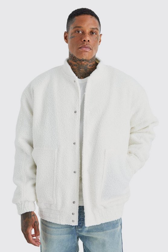 Strukturierte Oversize Bouclee-Bomberjacke