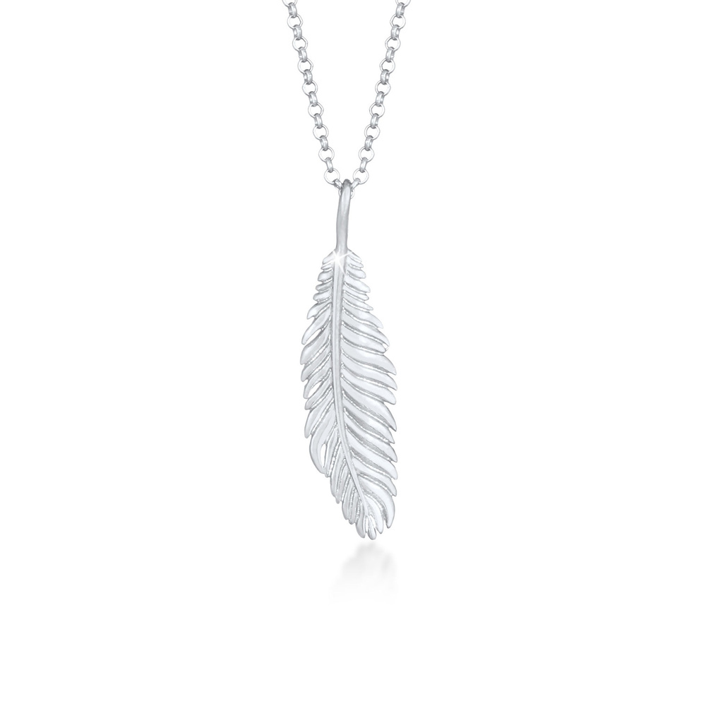 KUZZOI KUZZOI Collier Plume oxydée oiseau en 925 argent collier