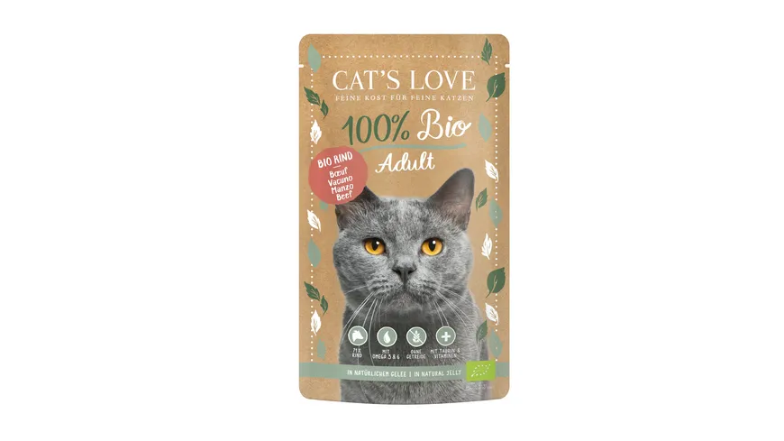 CAT'S LOVE  Katzennassfutter Adult Bio Rind 100 g
