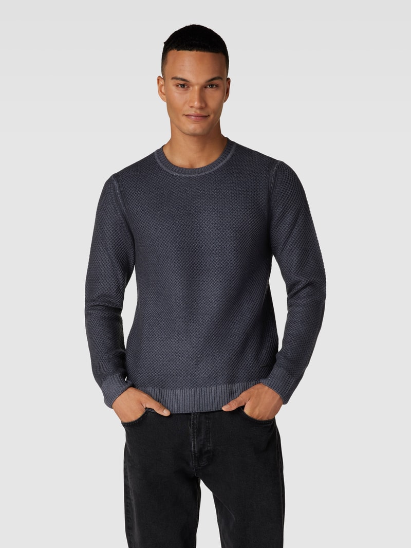 Strickpullover aus Schurwolle Modell 'Willon' in dunkelblau