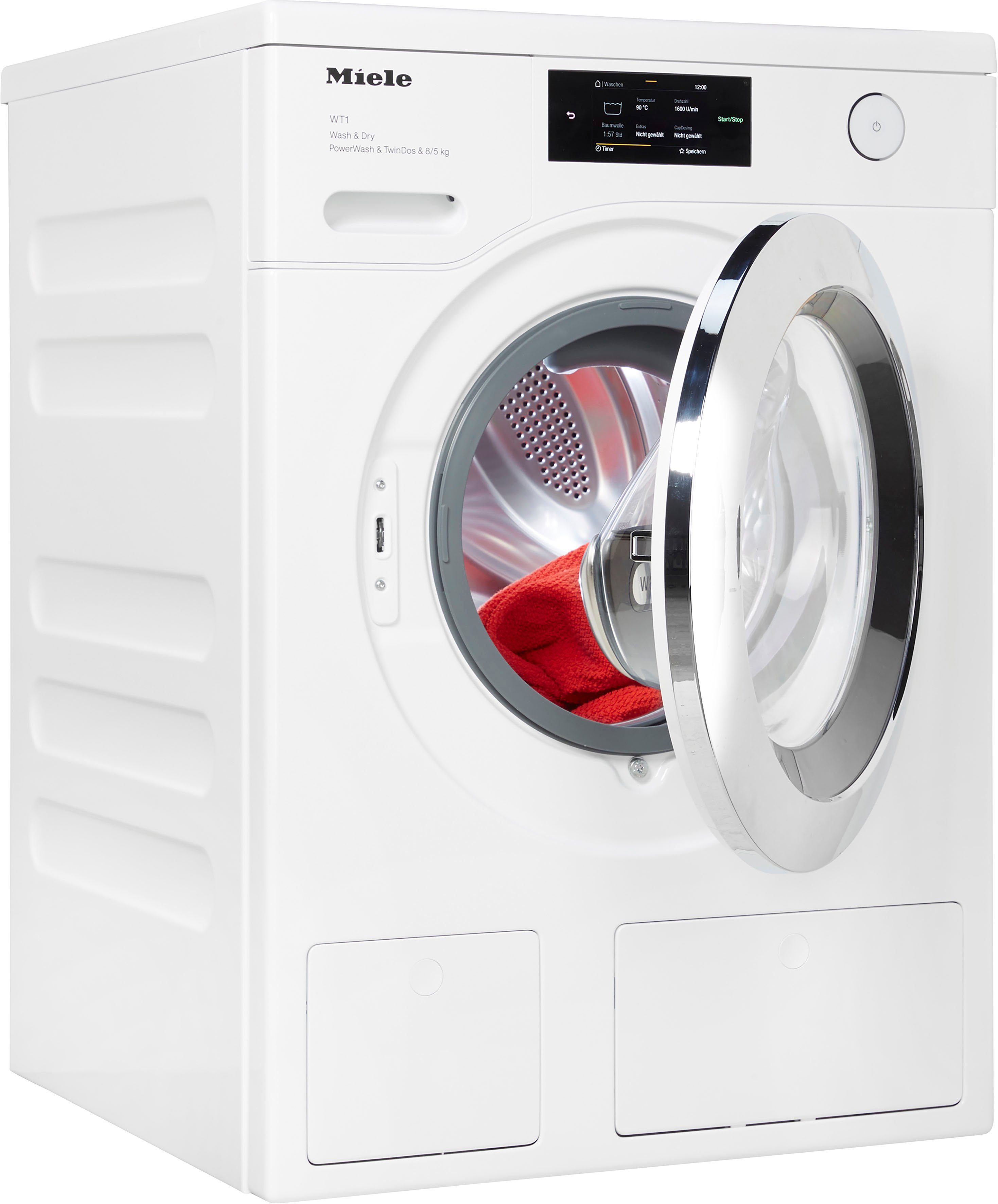 Miele Waschtrockner WTR860WPM D LW PWash&TDos 8/5 Kg, 8 kg, 5 kg, 1600 U/min, unterbaufähig, QuickPower für schnelles Waschen und Trocknen