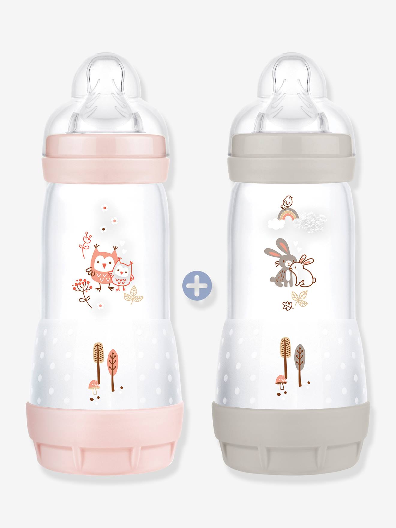 Lot de 2 biberons 320 ml MAM Easy Start anti-colique Time for Love aqua