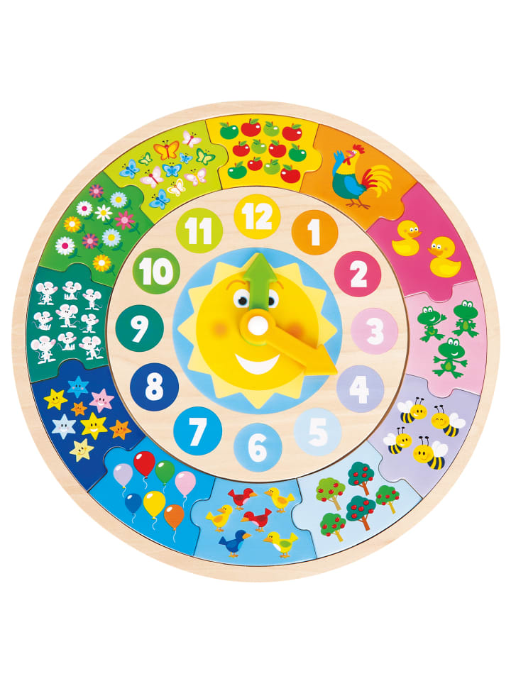 New Classic Toys Lernspieluhr als Puzzle mit  Sonne Lernspielzeug für Kinder aus Holz 2 Jahre günstig kaufen onesize