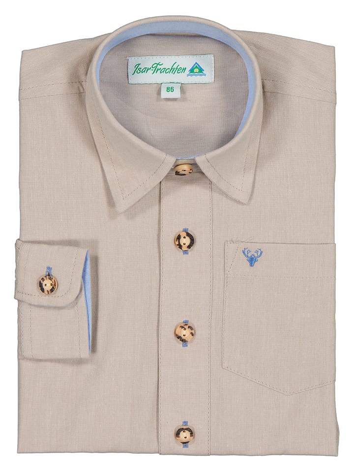 Isartrachten Trachtenhemd in Beige günstig kaufen