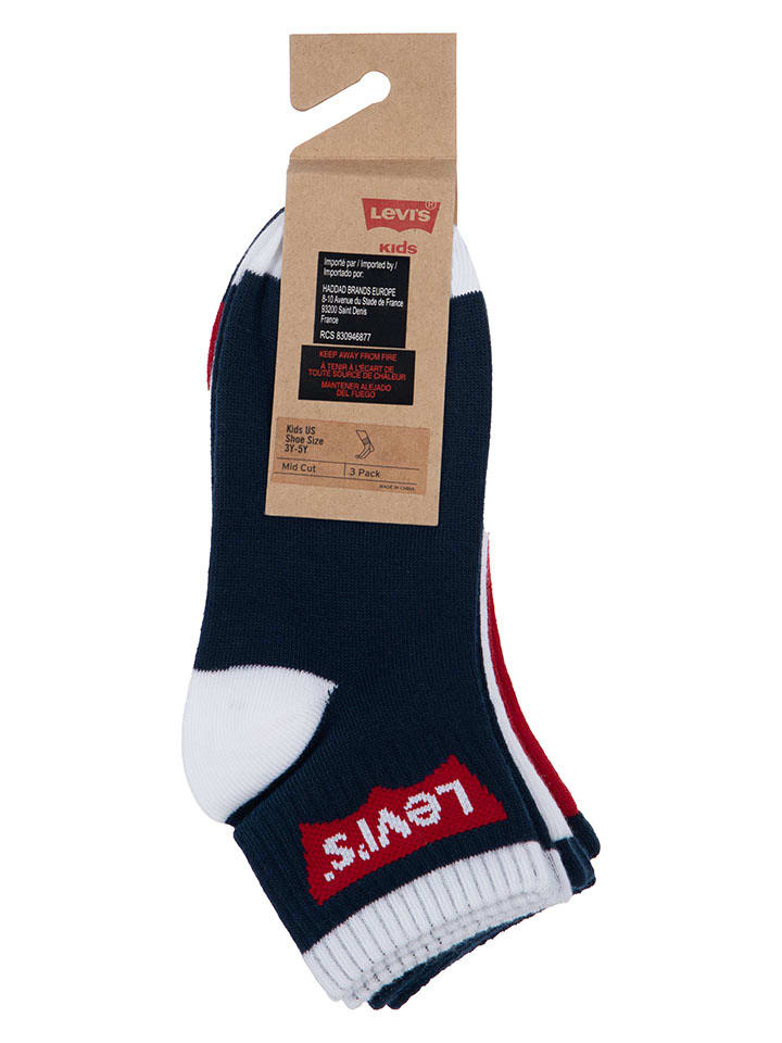 Levi's Kids 3er-Set: Socken in Weiß/ Dunkelblau/ Rot günstig kaufen 134-146