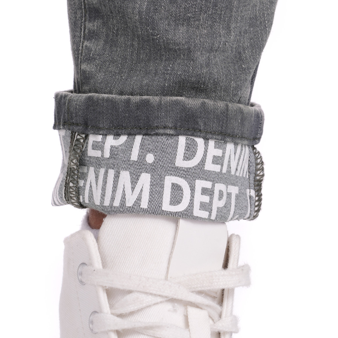 Damen Slim-Jeans mit bedrucktem Beinumschlag