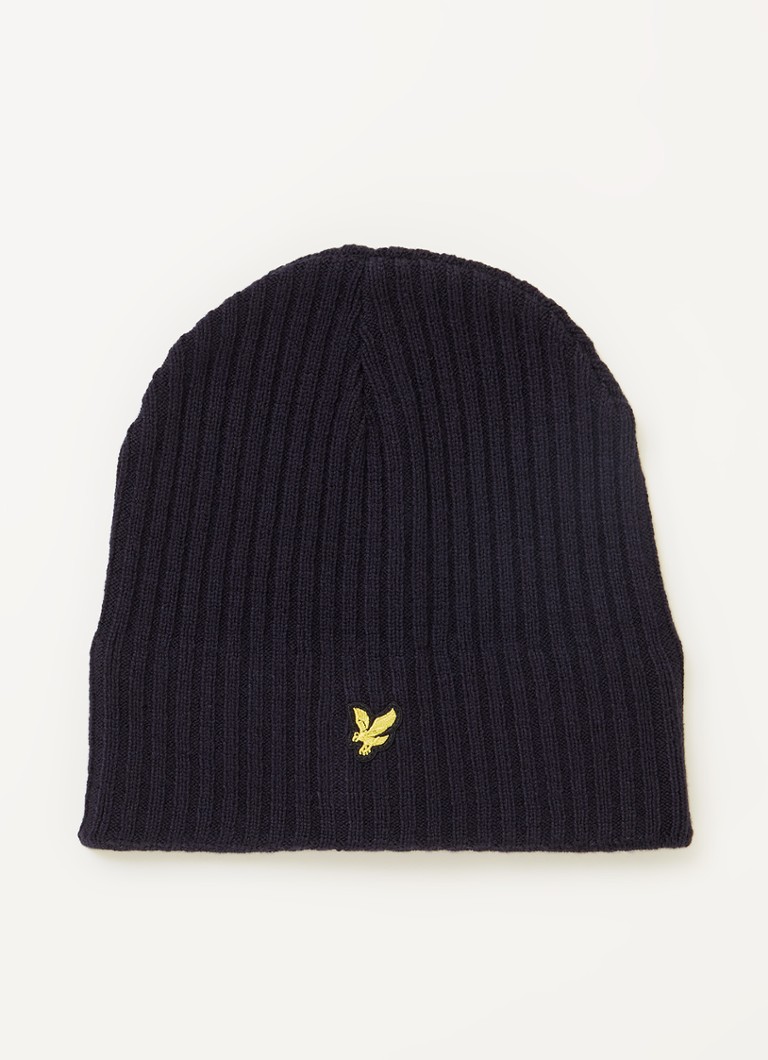 Lyle & Scott Rib-knit beanie with logo embroidery