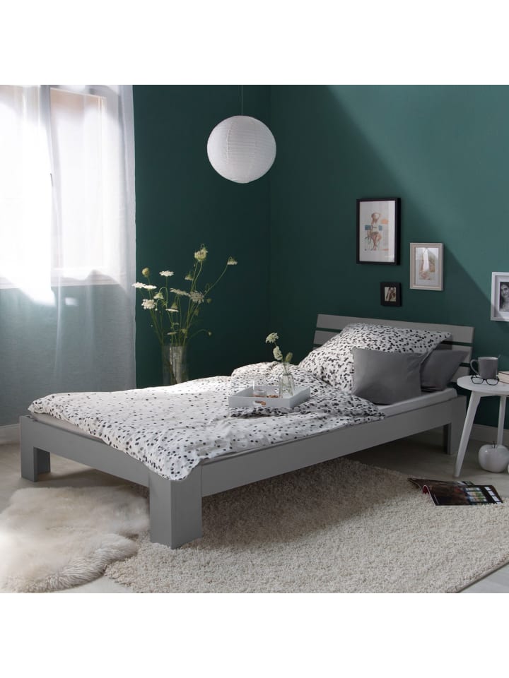 Homestyle4u Holzbett 90x200 mit Lattenrost in Grau günstig kaufen