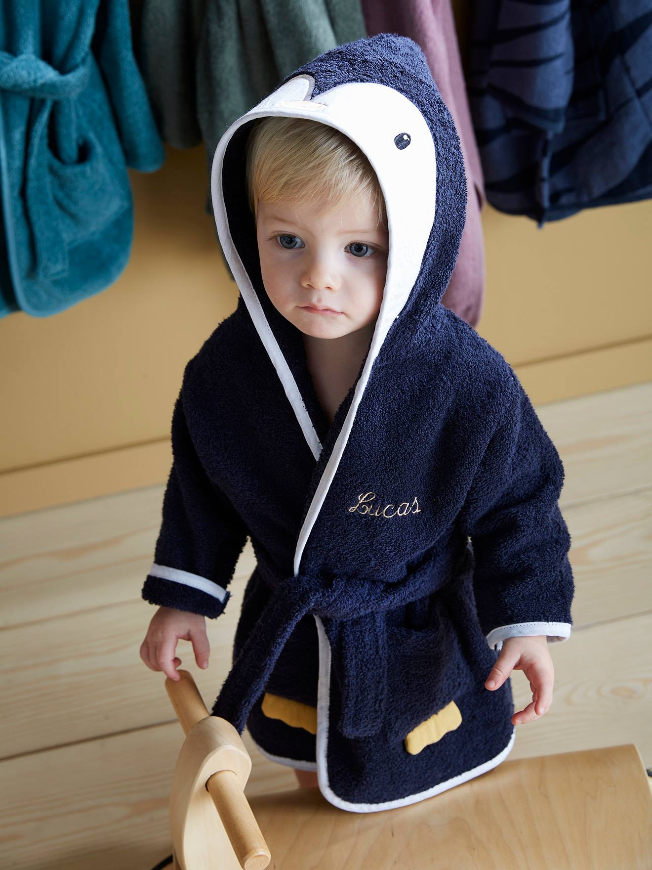 Peignoir de bain bébé Pingouin marine