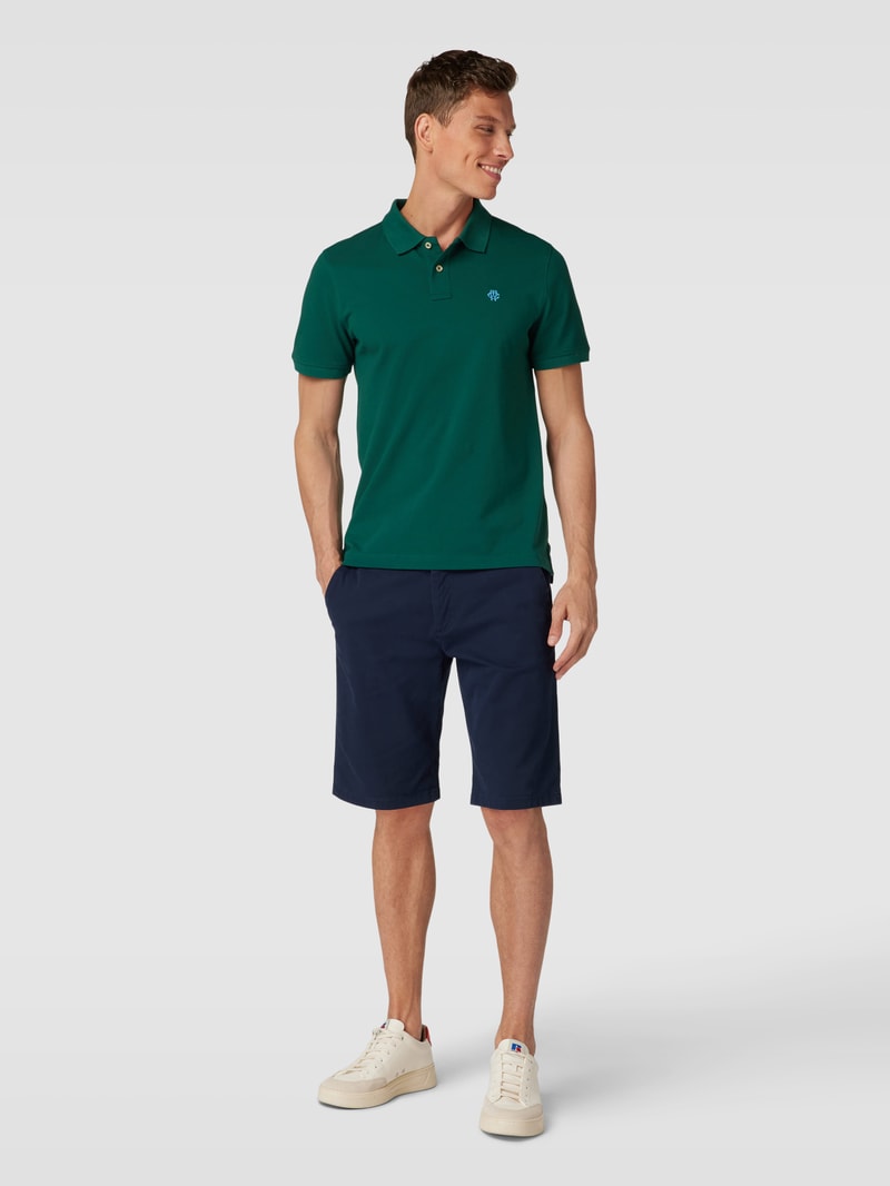 Poloshirt mit Label-Stitching in dunkelgrün