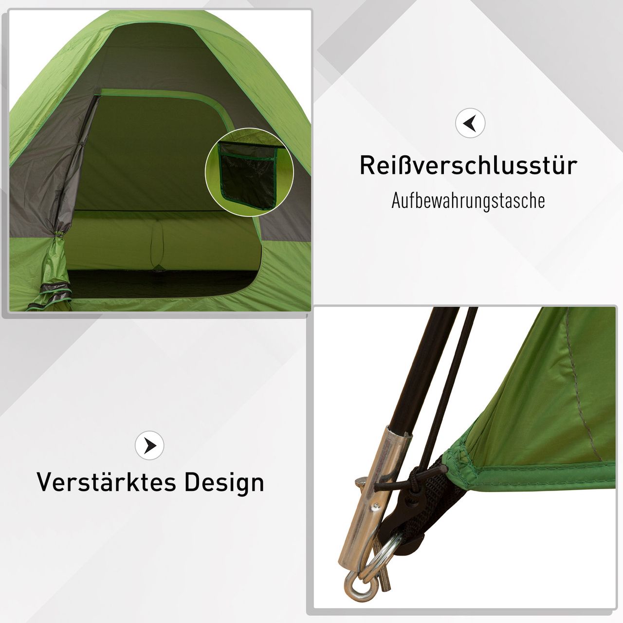 Outsunny Autozelt Campingzelt Reisezelt für 4-5 Personen Glasfaser Polyester Grün 300 x 300 x 230 cm