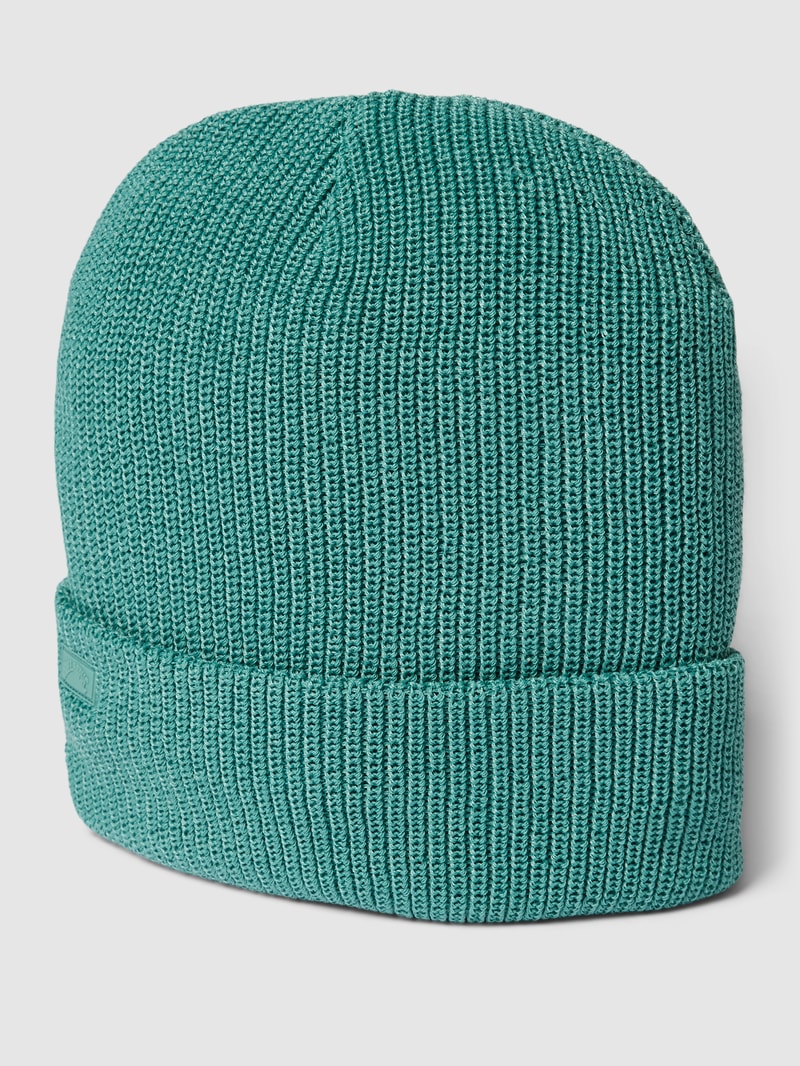 Beanie mit Label-Patch Modell 'Roamer' in dunkelgrün