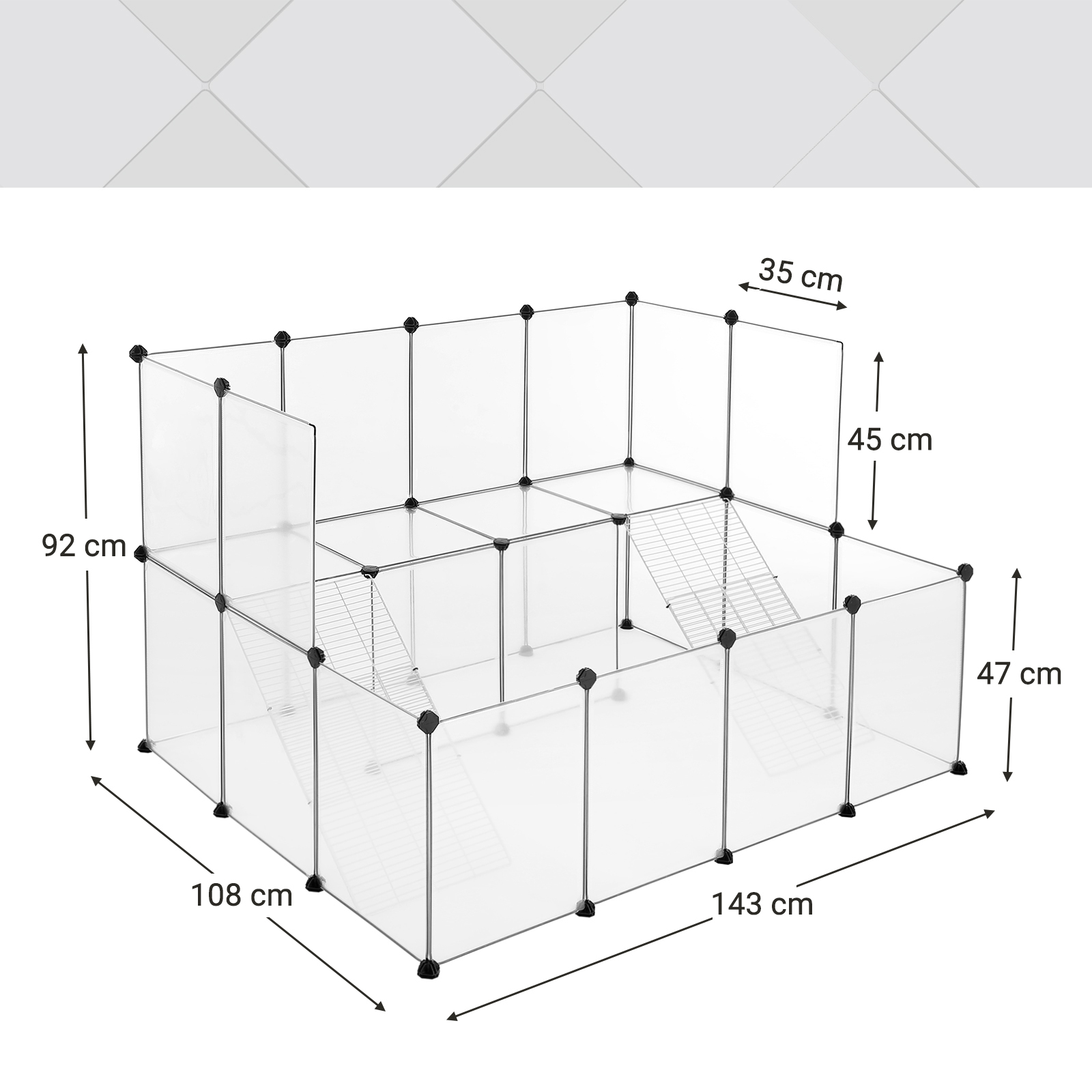 SONGMICS Freigehege SONGMICS Kleintierkäfig 2-stöckig weiß
