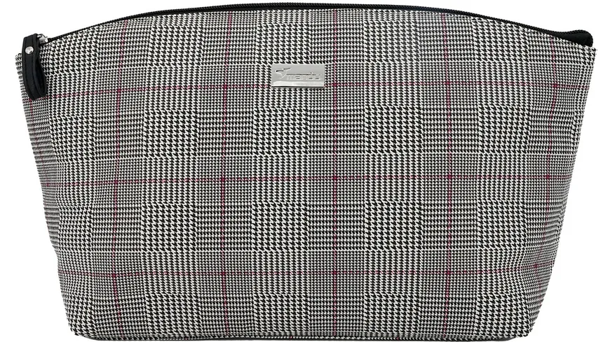 Soapland Kulturtasche Schwarz/Weiß/Lila Glencheckmuster 30/39x22x11cm