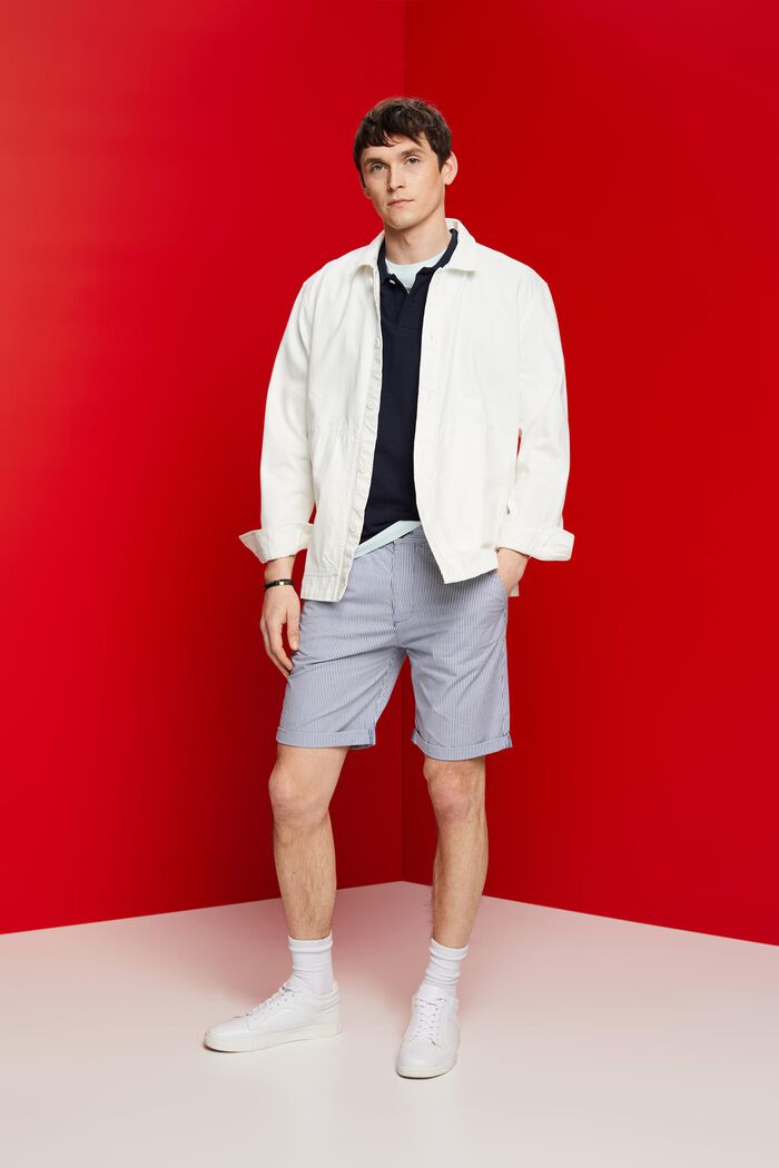 Gestreifte Chino-Shorts, 100 % Baumwolle