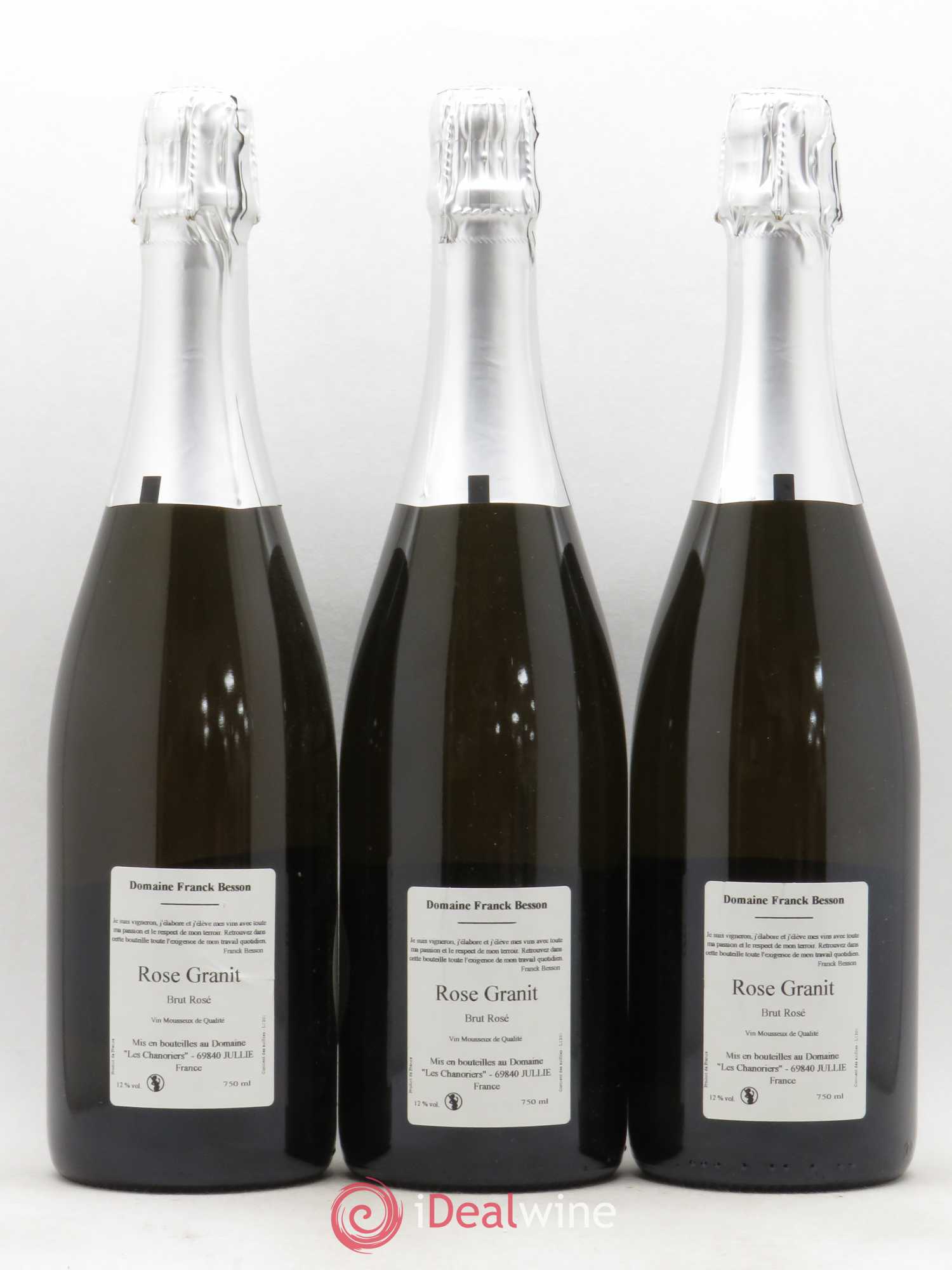 Vin de France Méthode traditionnelle Brut Rosé Granit Besson  - Lot de 3 Bouteilles