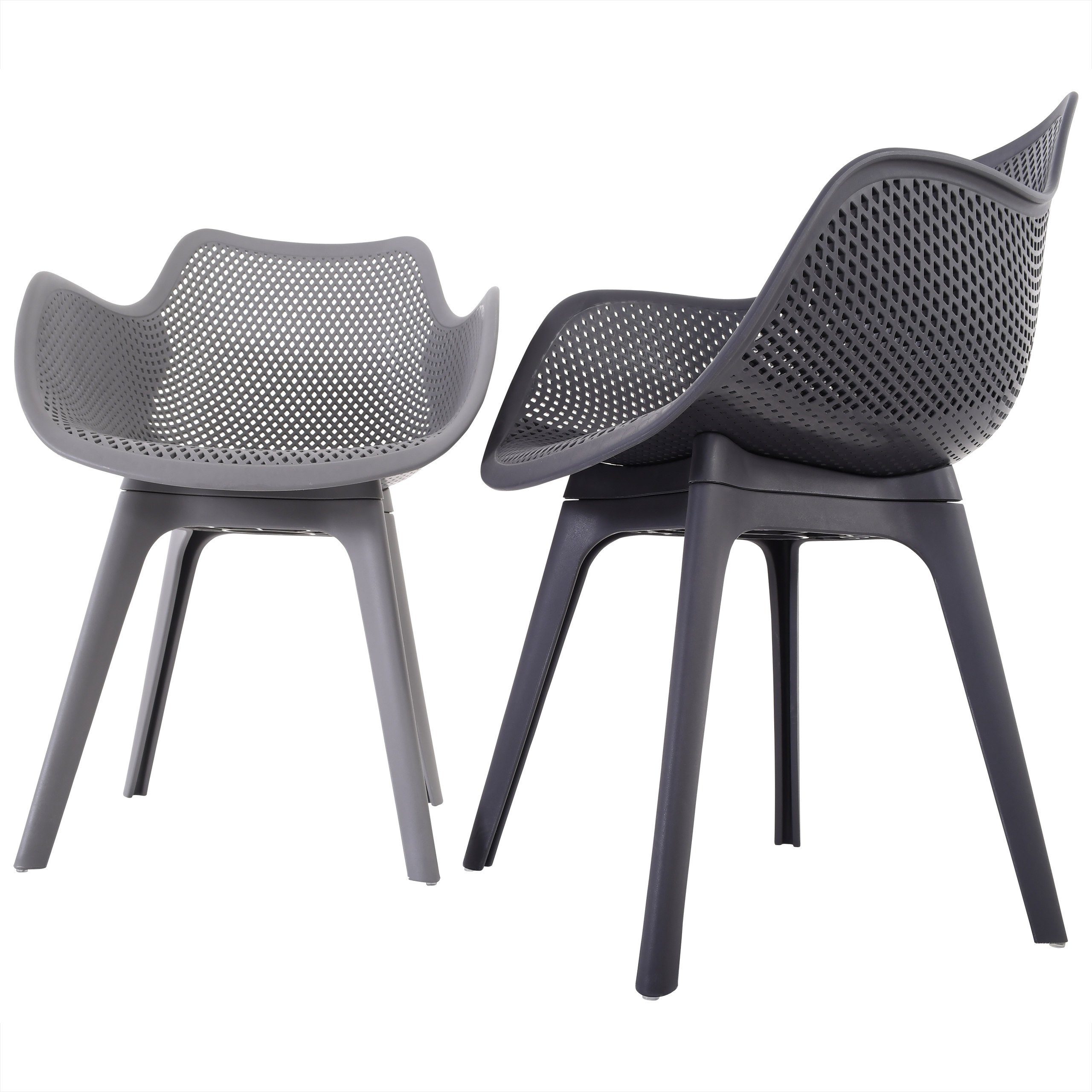 Raburg Gartenstuhl JASPER, verschiedene Farben, Design-Schalenstühle mit Armlehnen (4er-Set), ergonomisch & perforiert, sehr stabil & super bequem, bis 150 kg