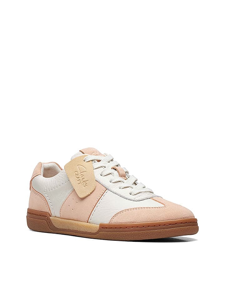 Clarks Leder-Sneakers in Creme/ Orange günstig kaufen 37,5
