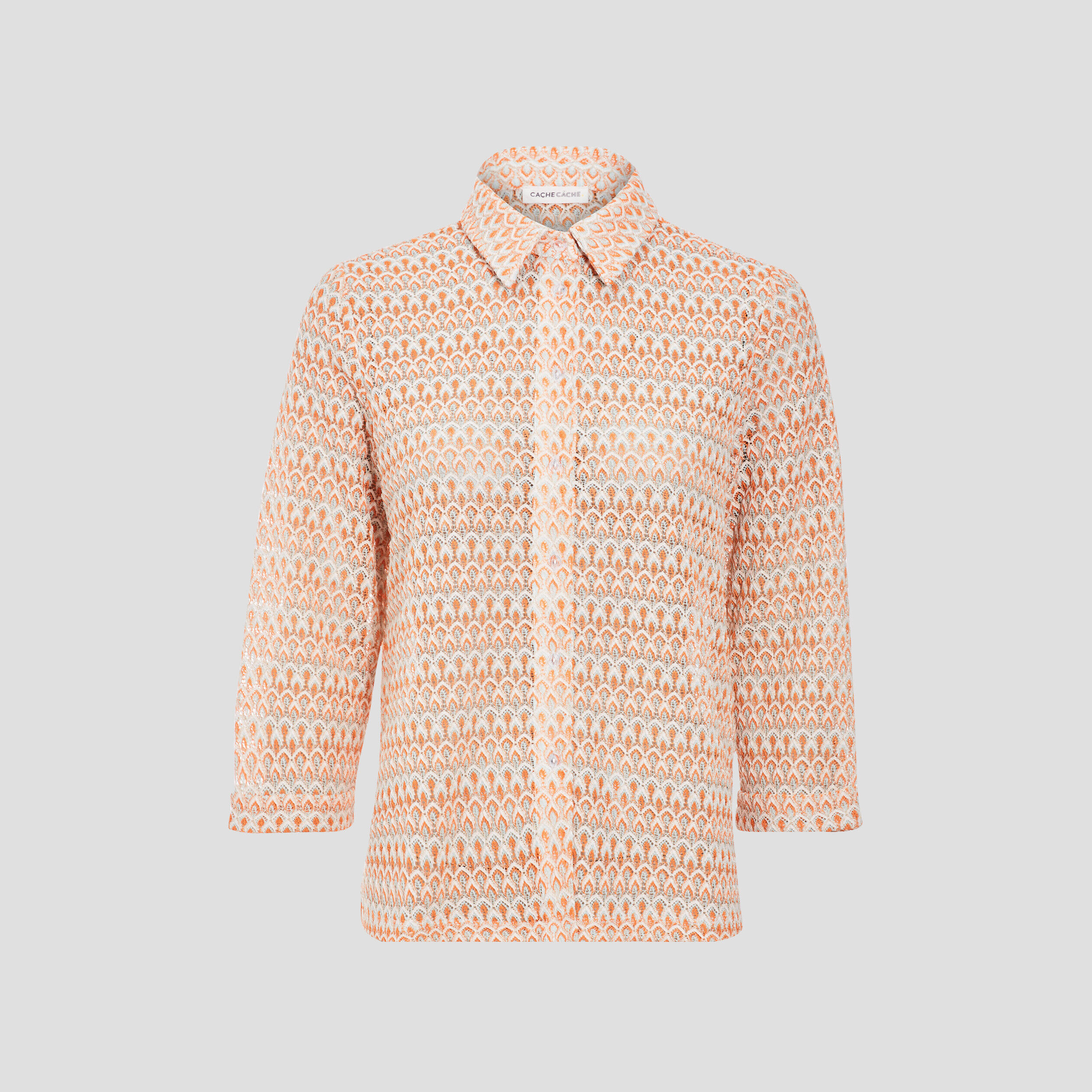 Chemise manches 3/4 crochet multicolore femme | Cache Cache