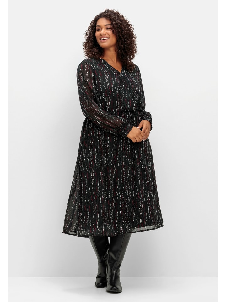 sheego Chiffonkleid in schwarz gemustert günstig kaufen 48