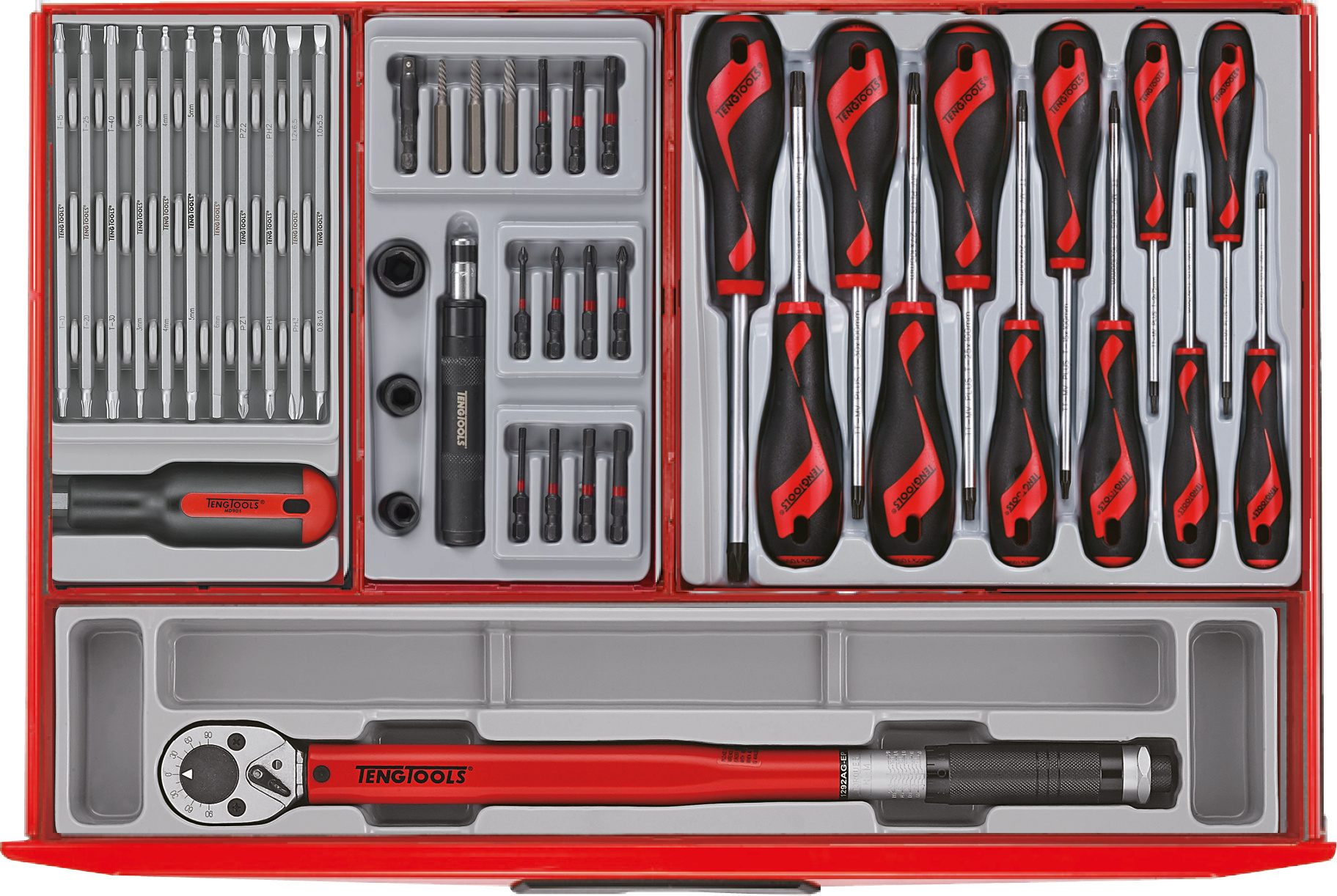 Teng Tools 122390195 TCMM498N10 Колица за алат црвени мини мастер сет 10 фиока