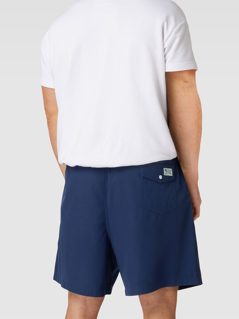 PLUS SIZE Badehose mit Label-Stitching Modell 'TRAVELER' in marineblau