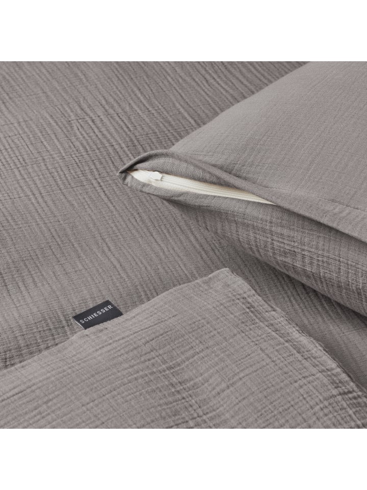Schiesser Musselin-Bettwäscheset Molly in Grau günstig kaufen 135 x 200 cm
