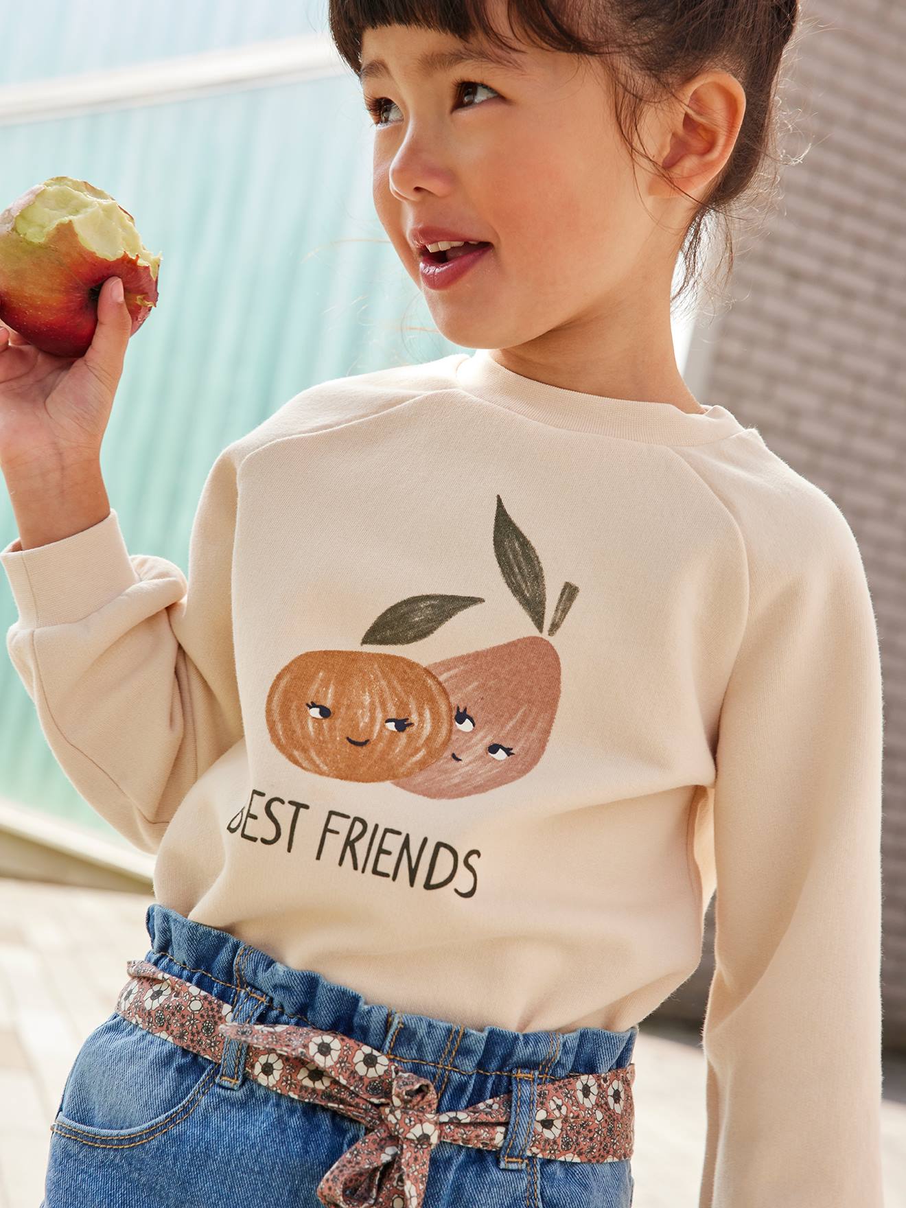 Vertbaudet Mädchen Sweatshirt mit Motiv - beige