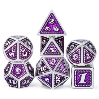 Metal & Enamel Dice Set Amethyst (7)