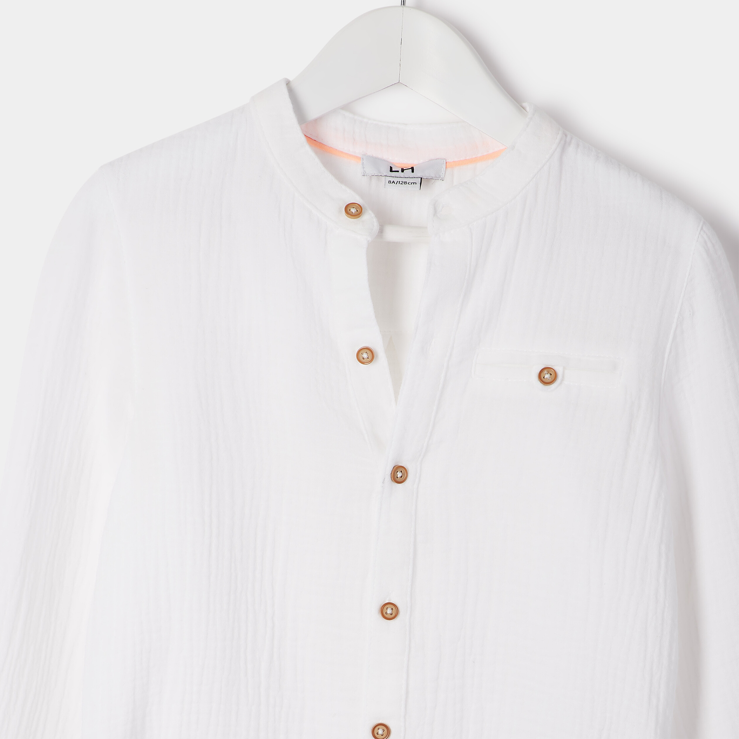 Chemise manches longues blanc garçon | La Halle