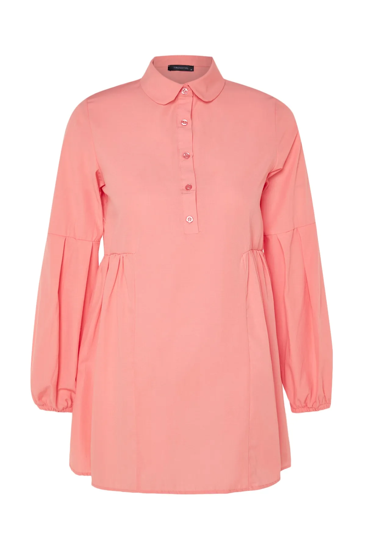 Trendyol Modest  Gewebte Baumwolltunika mit gerafftem Kragen und getrockneten Rosenmuster TCTSS23UK00088