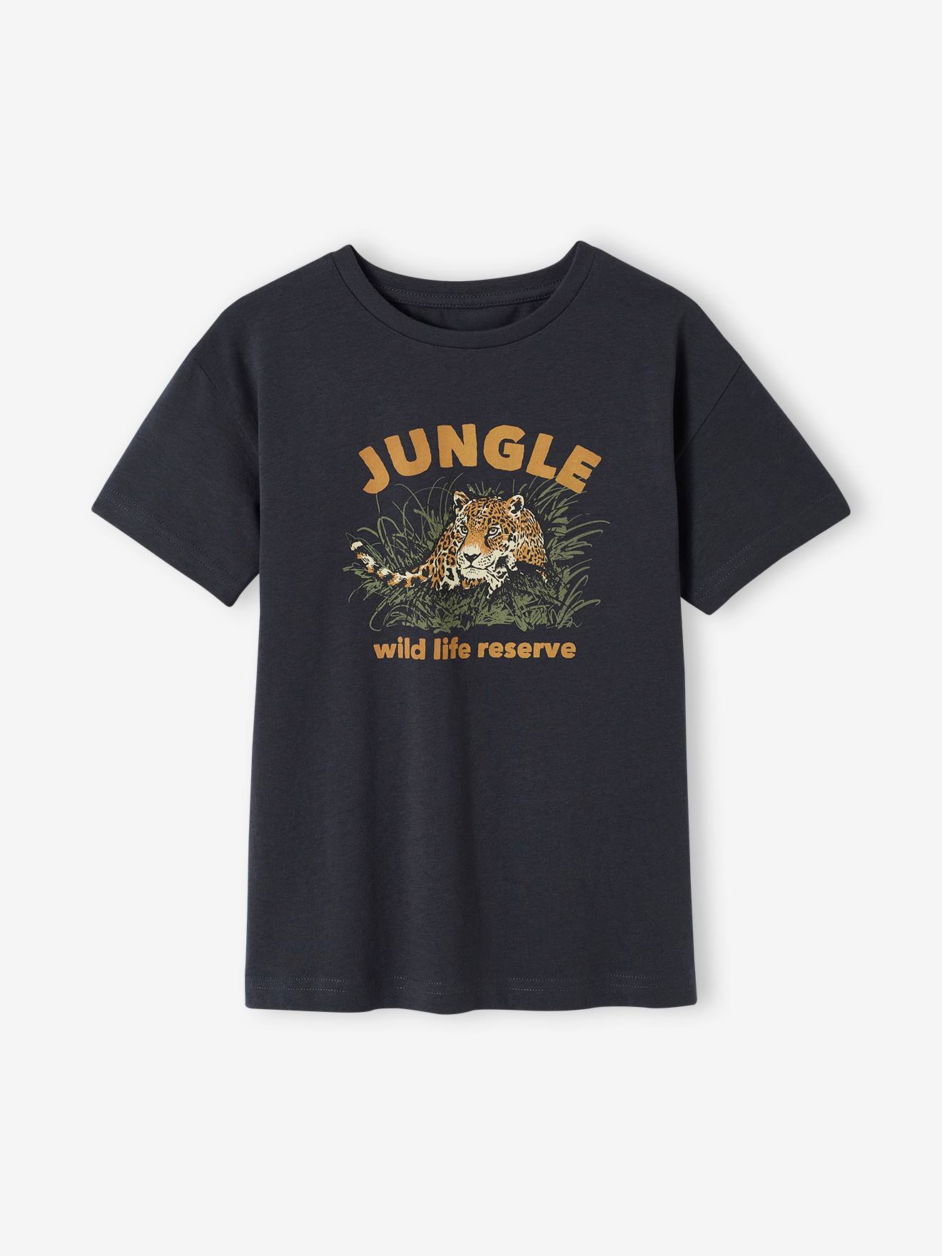 Vertbaudet Jungen T-Shirt mit Tierprint, Recycling-Baumwolle - wollweiß