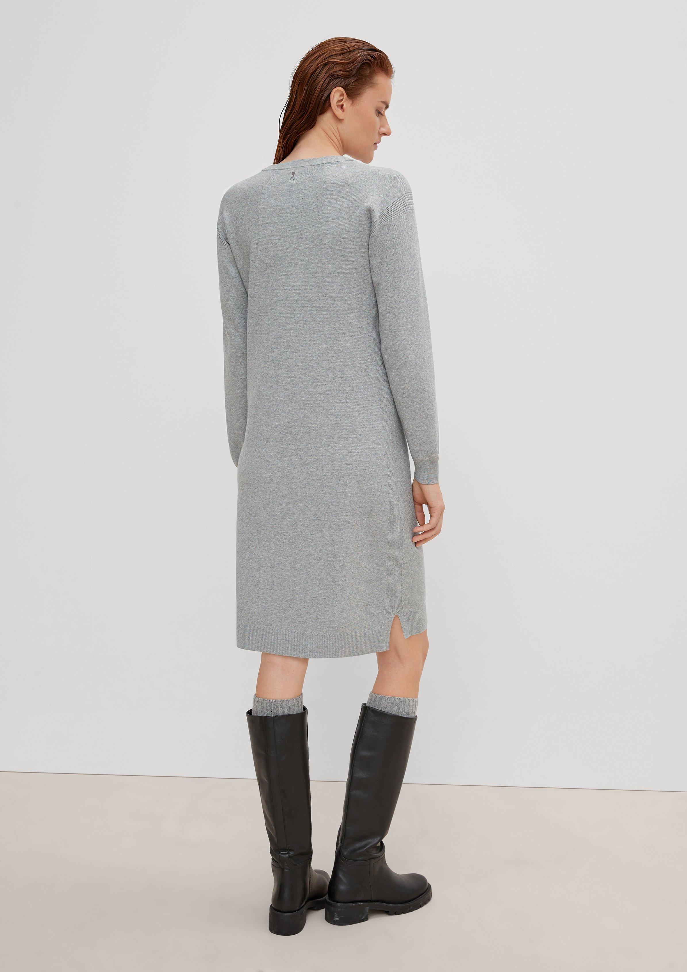 Feinstrickkleid mit Ripp-Details - graphit