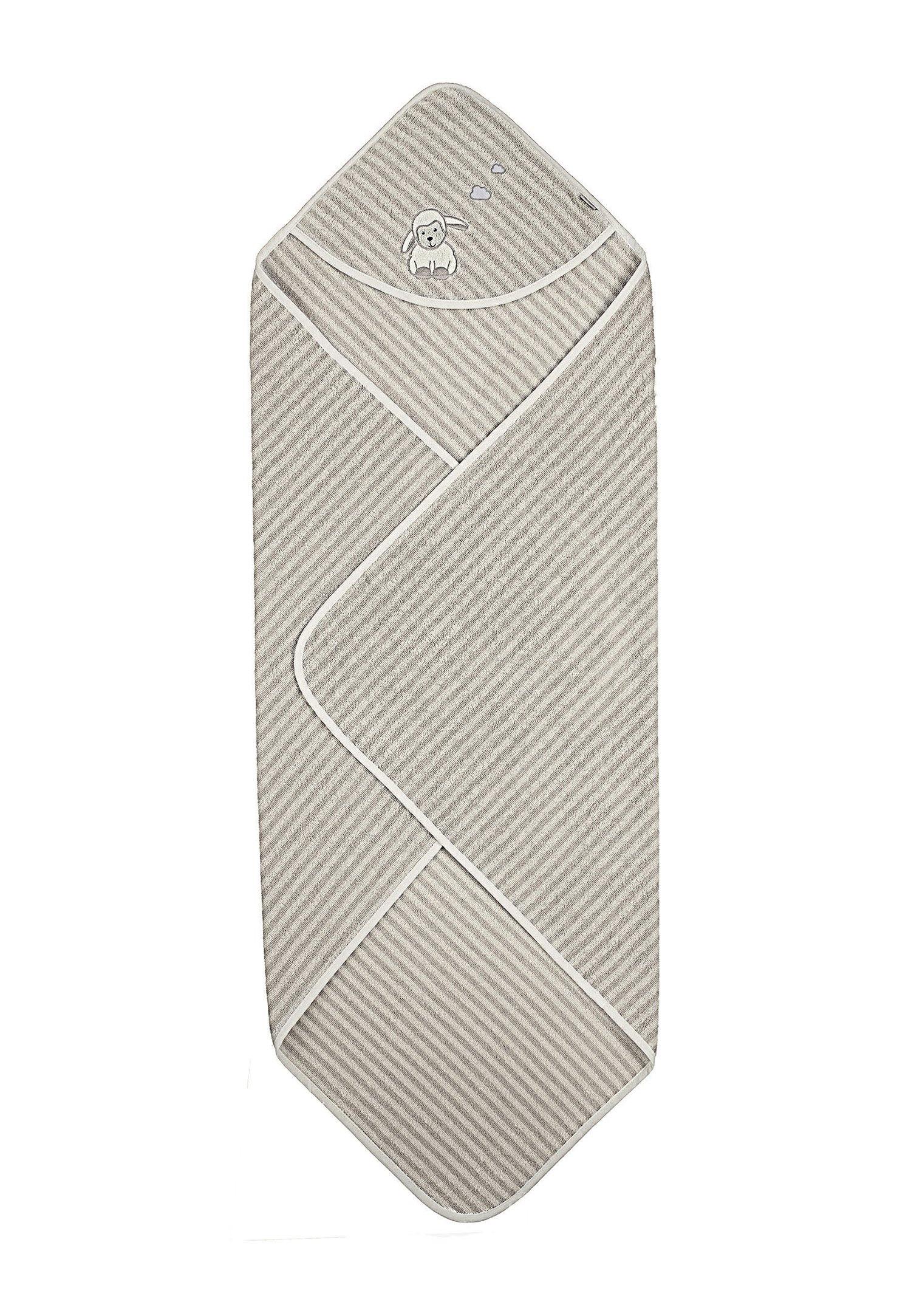 Badetuch100x100 Schaf Stanley in Grau gestreift