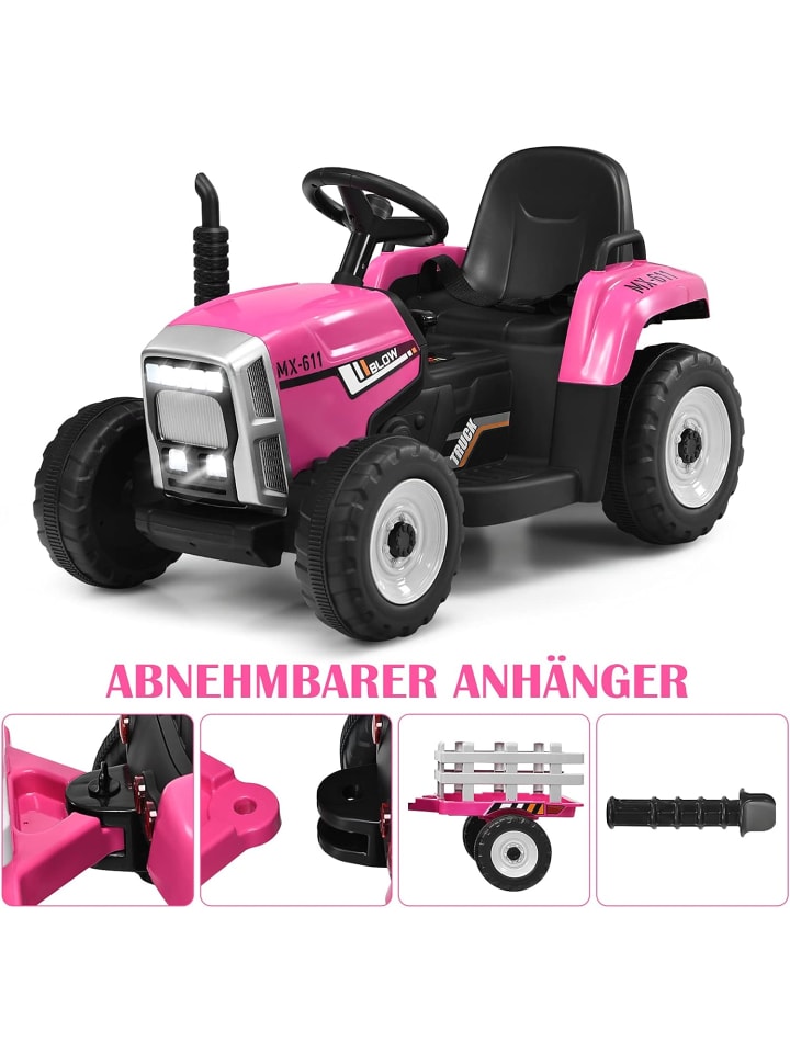 COSTWAY 12V Traktor ab 3 Jahren in Rosa günstig kaufen 135 cm
