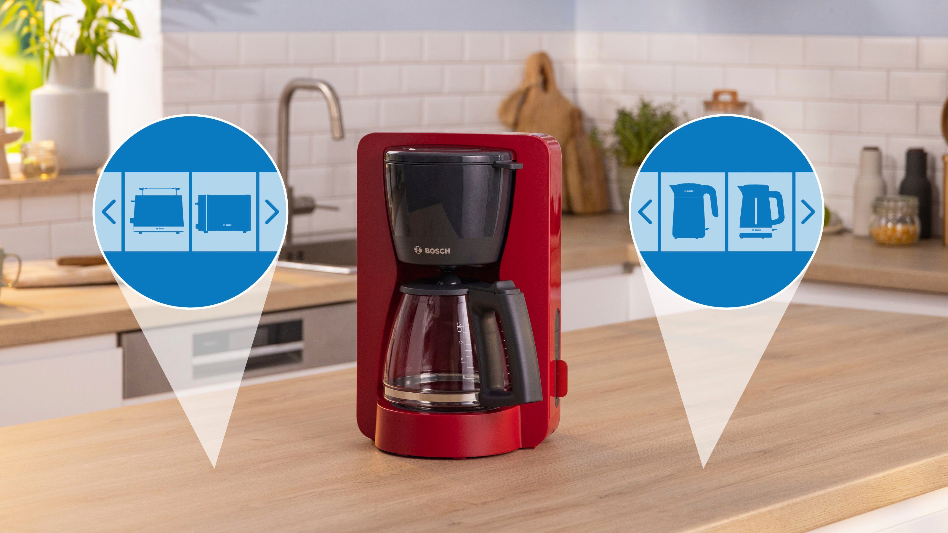 BOSCH Filterkaffeemaschine MyMoment TKA3M134, 1,25l Kaffeekanne, Papierfilter 1x4, 60min Warmhaltefunktion, Aroma intense, Entkalkungsprogramm, 1200 W