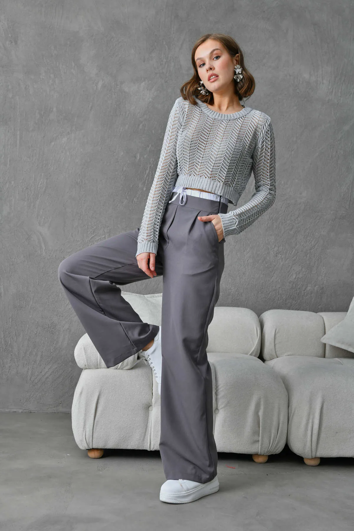 VOLT CLOTHİNG  Weiße Lycra-Hose mit hoher Taille und Futter für Damen