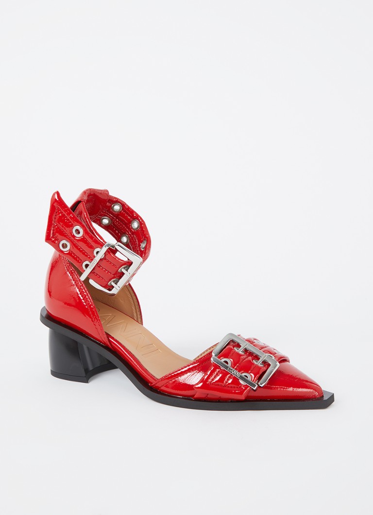 Ganni pump with buckle detail and patent finish