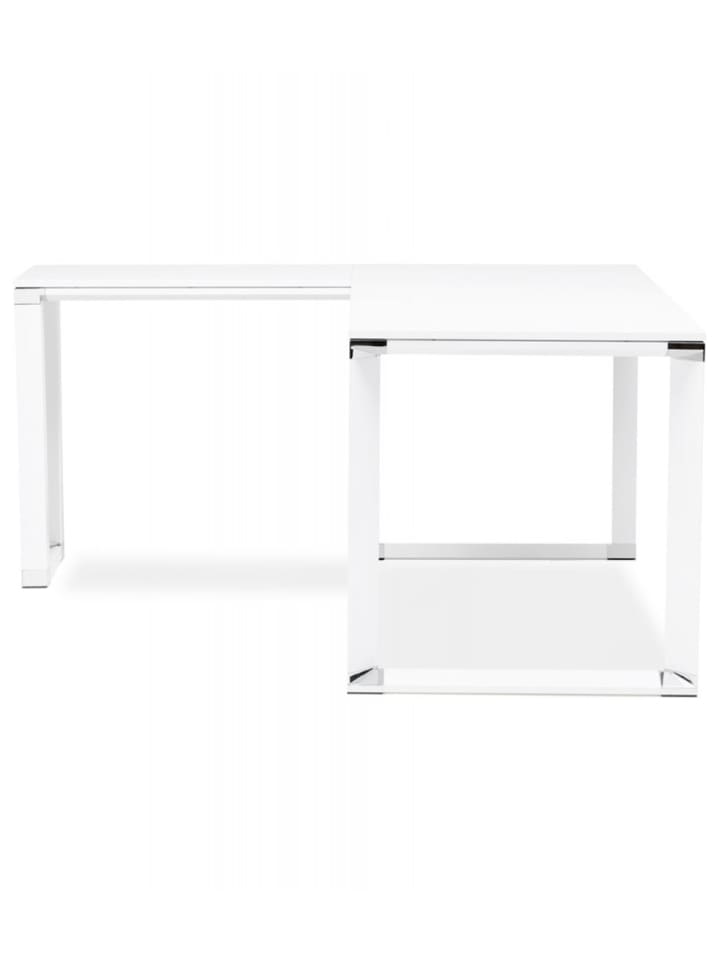 KADIMA DESIGN Eckschreibtisch Holz Metall | Computer Arbeitsplatz weiß in Weiß günstig kaufen