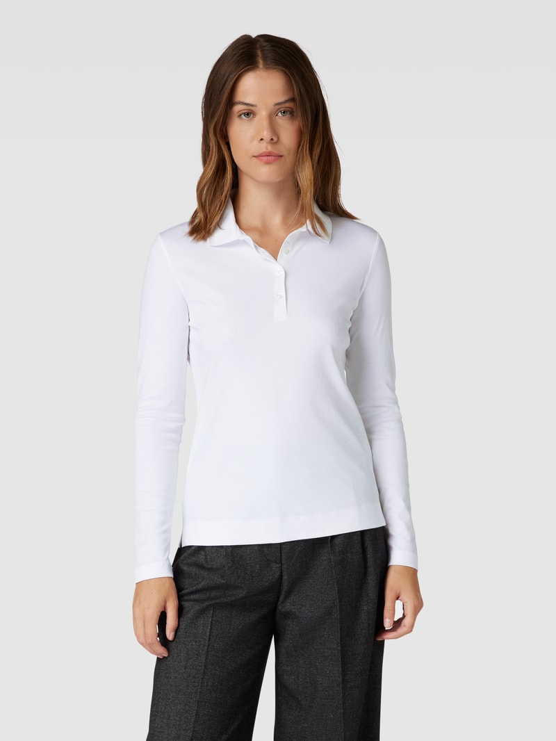 Longsleeve mit Polokragen in weiß