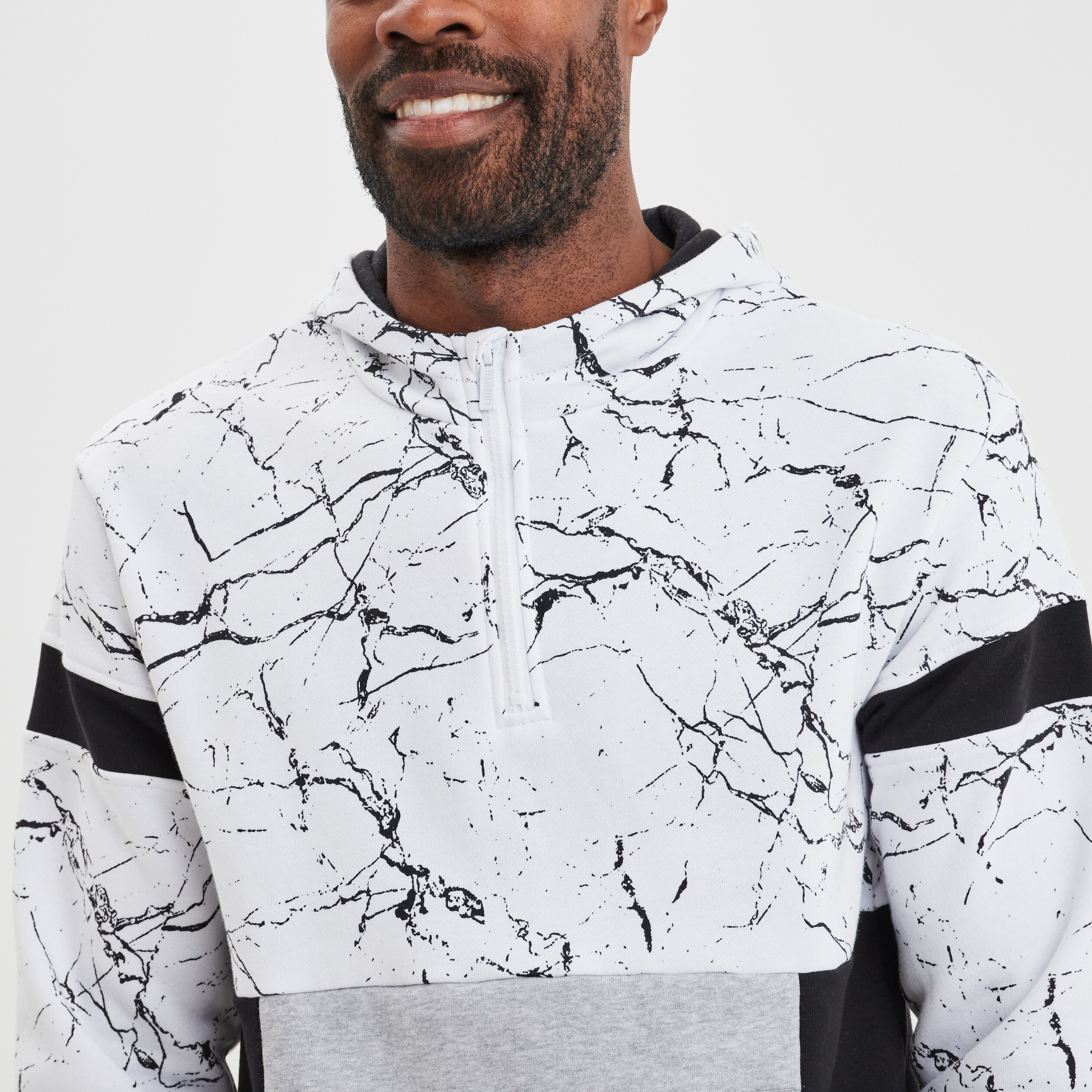 Sweat à capuche hoodie zippé Liberto blanc homme | La Halle