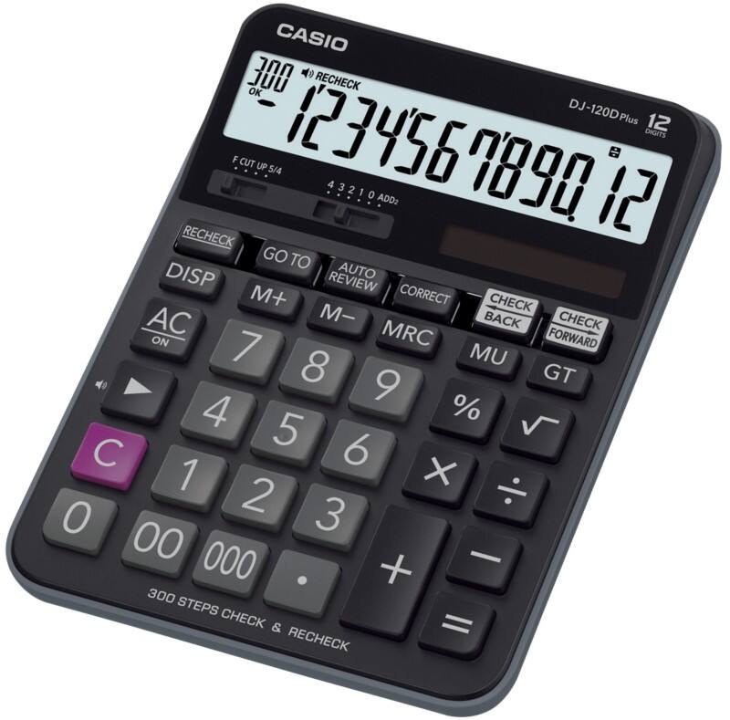 Casio Tischrechner 12 -stelliges Display Schwarz Batterie, Solar DJ-120D Plus