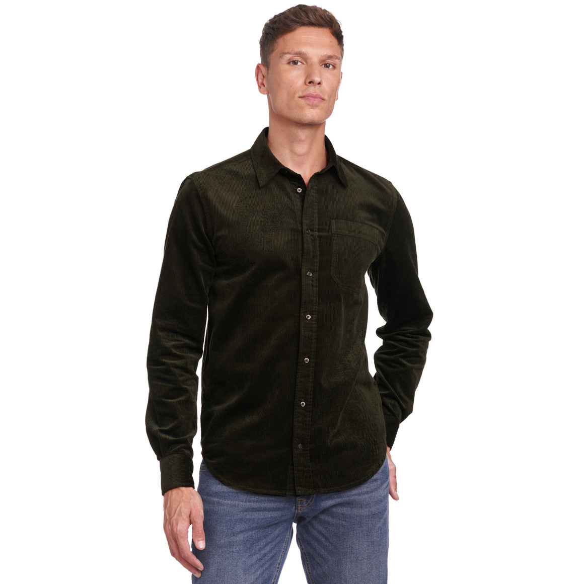 Herren Cord-Hemd mit Knopfleiste