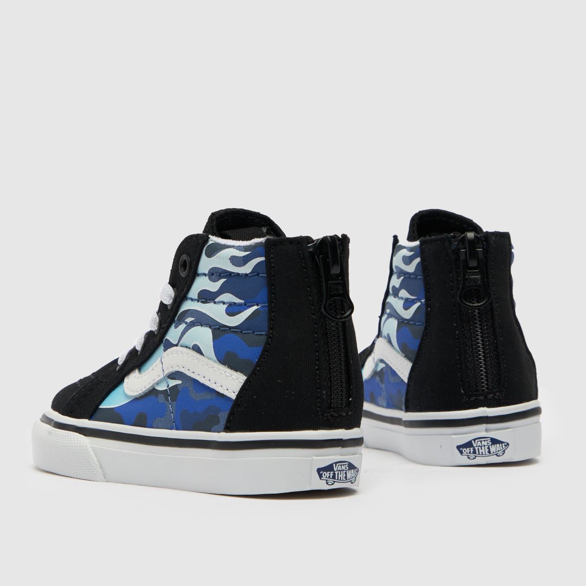 Vans svarta och blåa sk8-hi dragkedja camo flame pojkar småbarnssneakers