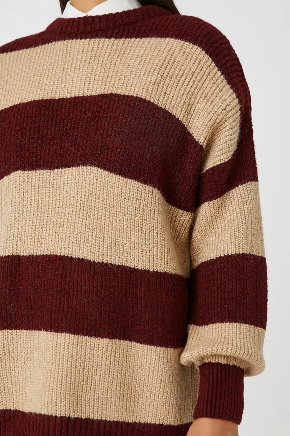 Koton  Beige gestreifter Damenpullover 3WAL90081HT