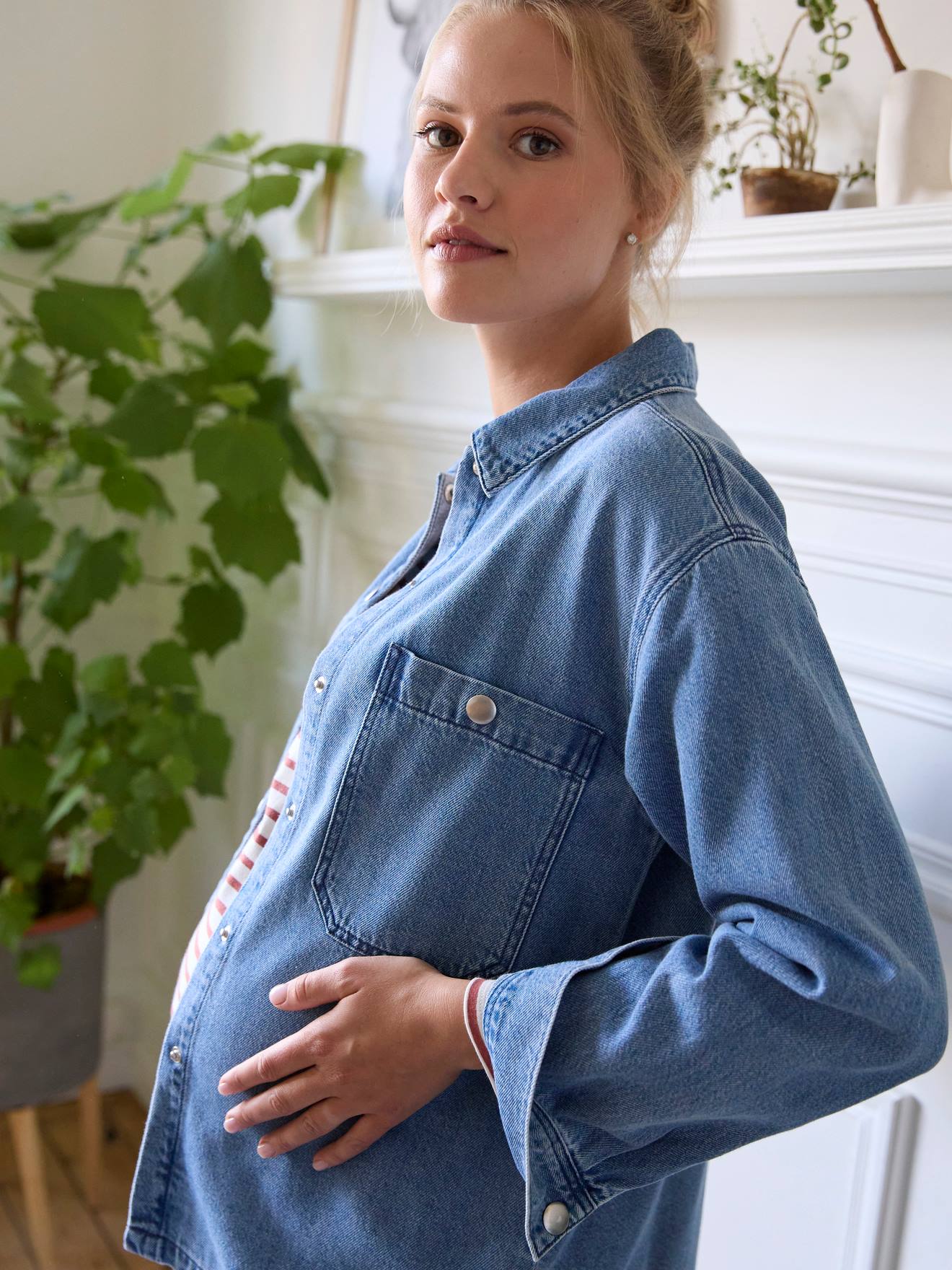 Chemise en jean grossesse et allaitement denim brut