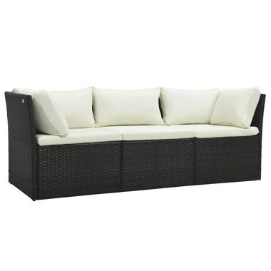 vidaXL Loungesofa 4-tlg. Garten-Lounge-Set mit Auflagen Poly Rattan Braun, 1 Teile