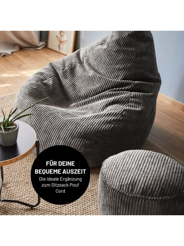 Lumaland LUMALAND Sitzsack GIANT aus der Cord-Reihe, 135 x 100 cm - Bezug soft & waschbar günstig kaufen onesize