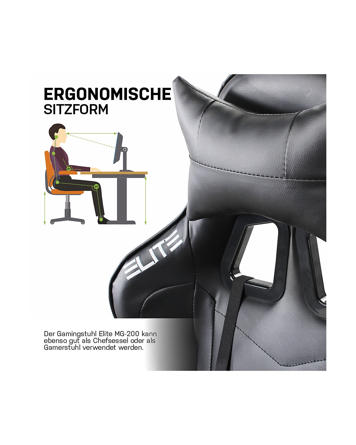 Gaming Stuhl DESTINY MG200 - Ergonomischer Racing Gaming Stuhl - Auch als RGB