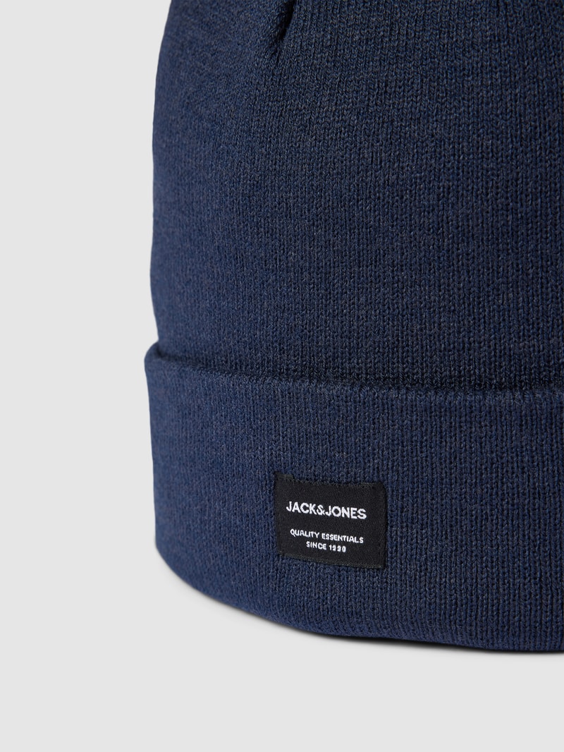 Beanie mit Label-Detail Modell 'DNA' in marineblau